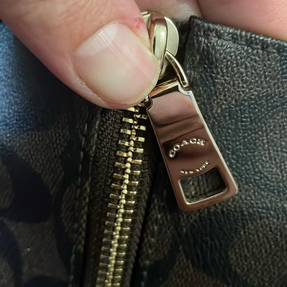 Coach brown diaper travel signature canvas leather tote bag